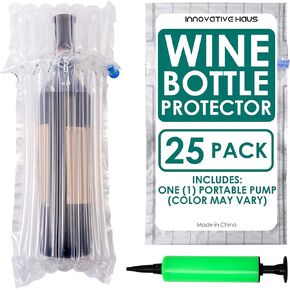 Innovative Haus Pack of 25 Wine Bottle Protector Bag with Free Pump - Wine Bottle Travel Protector Bags - Inflatable Wine Bags for Travel - Transportation of Glass Bottles While Traveling on Airplane