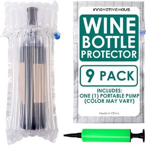 Innovative Haus Pack of 25 Wine Bottle Protector Bag with Free Pump - Wine Bottle Travel Protector Bags - Inflatable Wine Bags for Travel - Transportation of Glass Bottles While Traveling on Airplane