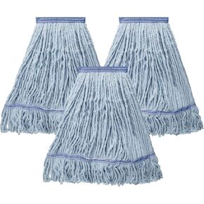 KeFanta 3 Pack Heavy Duty Commercial Mop Head Replacement,Looped End String Cotton Mop Heads,Industrial Wet Mop Refill for Floor Cleaning(Blue)