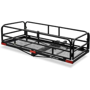 ARKSEN 60" x 24" x 14" Folding Cargo Rack Carrier 500 Lbs Heavy Duty Capacity 2 Inch Receiver Luggage Basket Hitch Fold Up for SUV Pickup Camping Traveling