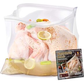 Brining Bag, 26"×22", 2 Pack, Extra Large Turkey Brine Bag with 2 Strings and 2 Larger Clips, Thickened materials, Double Track Zippers Brine Bags, Brining Bags for Turkey, Ham, Beef, Marinade