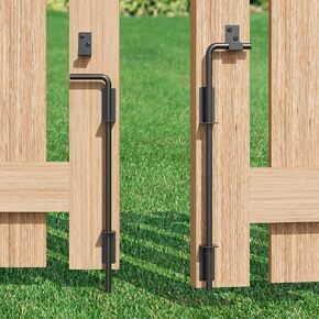 12 Inch Cane Bolt Gate Drop Rod, Heavy Duty Gate Ground Latch, Metal Gate Hardware for Wooden Fences Metal Gate, Wrought Iron Doors Stopper Gate Latches, Black Finish, 1 Pack