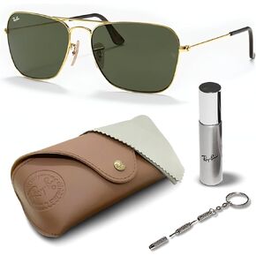 Ray-Ban RB3136 CARAVAN نظارة شمسية مربعة الشكل مع مجموعة نظارات - وسادات أنف قابلة للتعديل - نظارة شمسية مربعة