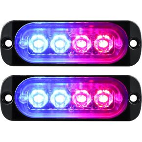 Willpower 2pcs 3.3 Inch LED Strobe Warning Lights, Red 4 LED Safety Emergency Flashing Light Construction Hazard Beacon LED Light Bar for Car Truck Van Off Road Vehicle Boat Surface Mount
