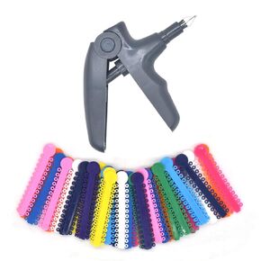 RZJZGZ Dental Orthodontic Ligature Ties and Orthodontic Ligature Gun Dispenser Orthodontic Elastomeric O-Rings Braces Rubber Bands(1040pcs)