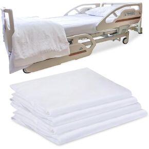 Peryiter 4 Pcs Fitted Hospital Bed Sheets Polyester and Cotton Hospital Bed Fitted Sheets White Soft and Comfy Single Bed Sheets for Hospital Bed, 36" x 80" x 9.5"