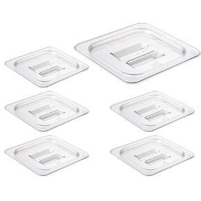 CURTA 6 Pack NSF Food Pans, Full Size 4 Inch Deep, Commercial Polycarbonate Plastic Clear Freezer-Safe