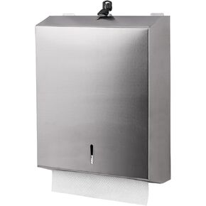 Commercial Paper Towel Dispenser Wall Mount for Multifold C Fold Trifold, Stainless Steel Paper Towel Dispenser, Touchless Hands Free Towel Dispenser with Lock (Silver)