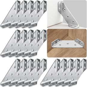 20PCS Universal Stainless Steel Furniture Corner Connector, Trapeziform Angle Brackets, Corner Braces, Corner Bracket for Wood, Shelf Supports, Shelving Brackets Heavy Duty