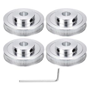 uxcell 4pcs GT-2 Pulley Synchronous Wheel 80 Teeth 12mm Bore, Fit with 6mm Width Belt, Aluminum Alloy Timing Pulley Wheel with a Wrench for 3D Printer, CNC Machine