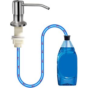 Soap Dispenser for Kitchen Sink, Brushed Nickel Countertop Soap Dispenser Pump, 47" Silicone Extension Tube Connect to The Soap Bottle Directly, Say Goodbye to Frequent Refills (Brushed Nickel)