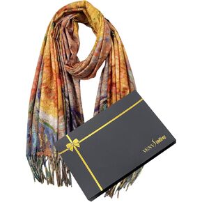VENVSBEE Van Gogh Scarves Art Scarf for Women Best Gift Reversible Soft Cashmere Feel Shawl Wrap Doubleside Pashmina in Gift Box-20 Häuser in Auvers in Kuwait