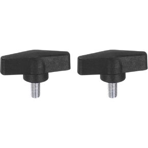 HARFINGTON 2pcs Tee Wing Knobs M10 x 20mm Metric Male Threaded Stud 55mm T Head Plastic Knob Handles Thumb Screws Hand Clamping Tightening Knob Grip Thumbscrew, Black