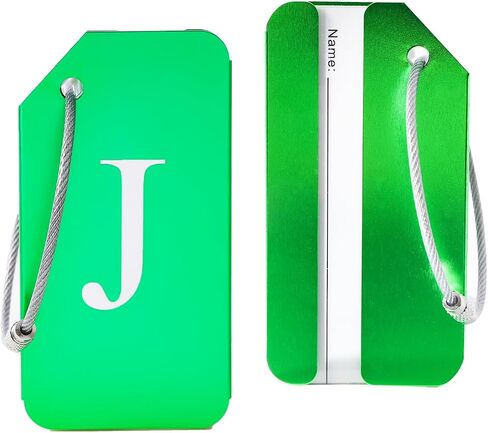 4 Pcs Initial Aluminum Luggage Tags, Baggage Tags with Identification Cards & Metal Loops, Bag Tags, Travel Tags, Suitcase Tags, ID Tags, Name Tags, Travel Accessories (Black, K) in Saudi Arabia