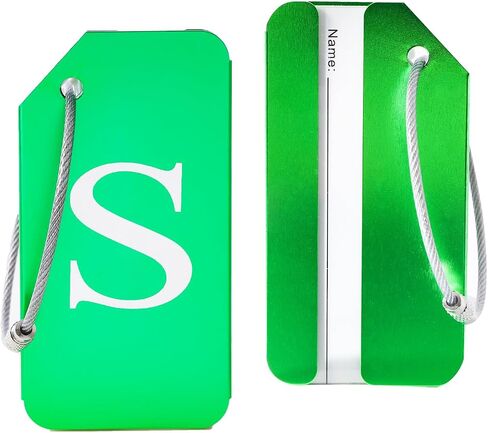 4 Pcs Initial Aluminum Luggage Tags, Baggage Tags with Identification Cards & Metal Loops, Bag Tags, Travel Tags, Suitcase Tags, ID Tags, Name Tags, Travel Accessories (Black, K) in Saudi Arabia