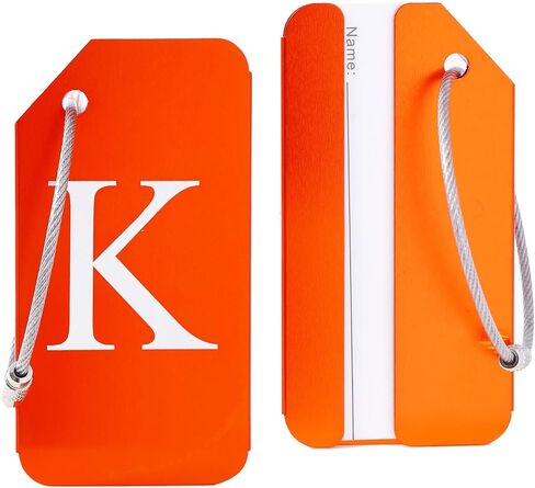 4 Pcs Initial Aluminum Luggage Tags, Baggage Tags with Identification Cards & Metal Loops, Bag Tags, Travel Tags, Suitcase Tags, ID Tags, Name Tags, Travel Accessories (Black, K) in Saudi Arabia