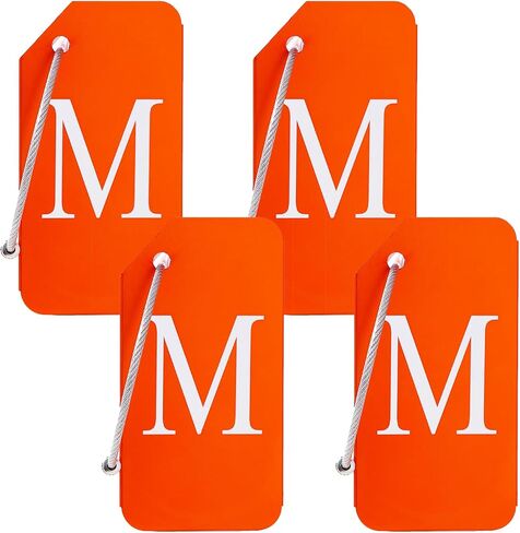 4 Pcs Initial Aluminum Luggage Tags, Baggage Tags with Identification Cards & Metal Loops, Bag Tags, Travel Tags, Suitcase Tags, ID Tags, Name Tags, Travel Accessories (Black, K) in Saudi Arabia