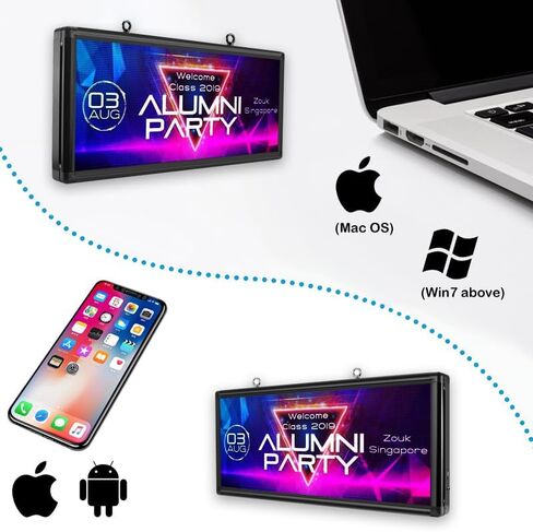 لوحة إعلانات LED خارجية عالية السطوع P6 بالألوان الكاملة WiFi + USB قابلة للبرمجة 40 بوصة × 18 بوصة علامة LED رقمية تدعم صورة الفيديو وعرض النص للإعلان عن المتجر in Saudi Arabia