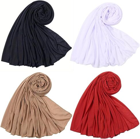 4PACKS Head Wraps for Women - Head Scarves Wrap Turban for Black Women Solid Color Jersey Headband for Braids in Saudi Arabia
