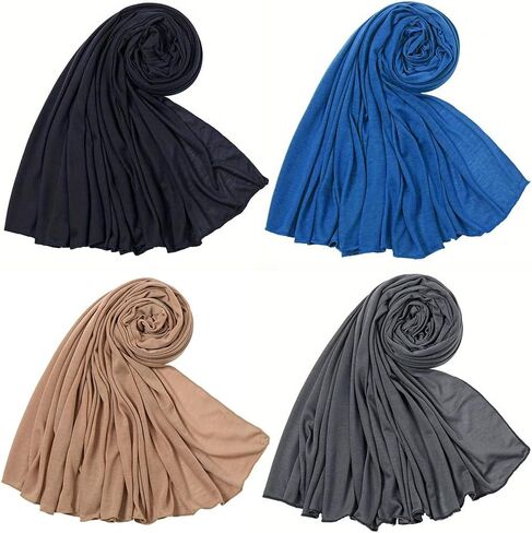 4PACKS Head Wraps for Women - Head Scarves Wrap Turban for Black Women Solid Color Jersey Headband for Braids in Saudi Arabia