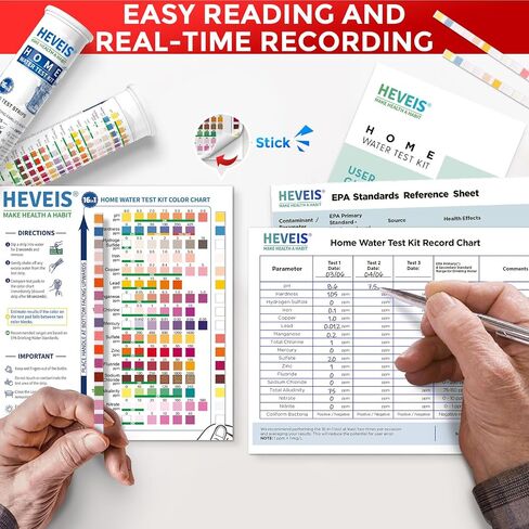 17 in 1 Home Drinking Water Testing Kit - 100 Strips + 4 Bacteria Tests - Tap and Well Water Test Kit, Easy to Test and Read for Hardness, Lead, Iron, Fluoride, pH, Copper, Bacteria and More in Saudi Arabia
