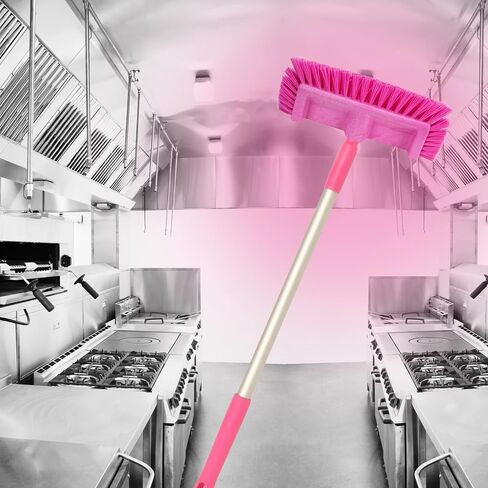 SPARTA 40422EC26 Floor Scrub Brush Head, Multi-Level, Dual Surface Plastic Block with Side Bristles, Crimped Polyester, Threaded Handle Hole, Ideal for Wide and Tight Spaces, BPA Free, 12 Inches, Pink in Kuwait