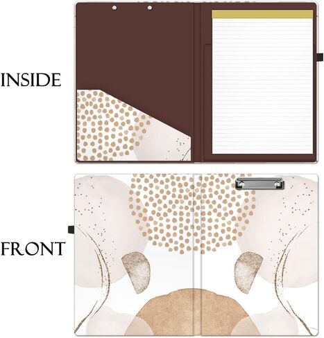 MIBITRI Clipboard Folio with Refillable Lined Notepad for Letter Size (11" x 8.5"), Hardcover File Folder with 2 Interior Storage Pockets, Nursing Clipfolio with Pen Holder, Brown Abstract in Saudi Arabia