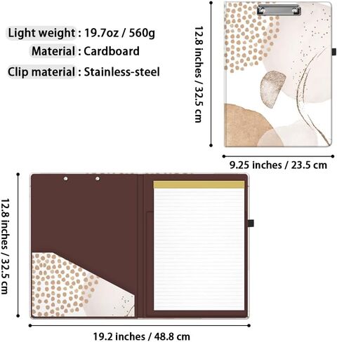 MIBITRI Clipboard Folio with Refillable Lined Notepad for Letter Size (11" x 8.5"), Hardcover File Folder with 2 Interior Storage Pockets, Nursing Clipfolio with Pen Holder, Brown Abstract in Saudi Arabia
