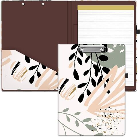 MIBITRI Clipboard Folio with Refillable Lined Notepad for Letter Size (11" x 8.5"), Hardcover File Folder with 2 Interior Storage Pockets, Nursing Clipfolio with Pen Holder, Brown Abstract in Saudi Arabia