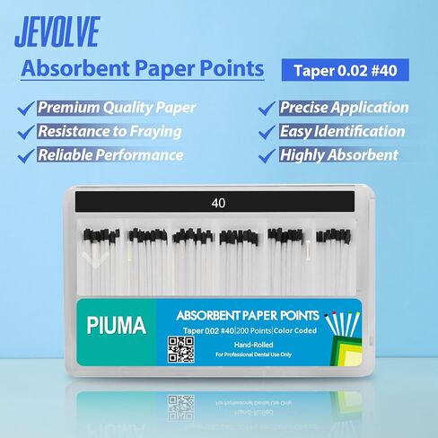 200PCs Dental Grade Piuma Absorbent Paper Points #40 by JEVOLVE | Tapper for Dental Endo Endodontic Sterile in Saudi Arabia