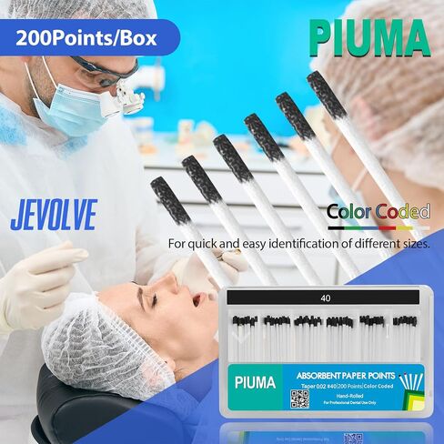 200PCs Dental Grade Piuma Absorbent Paper Points #40 by JEVOLVE | Tapper for Dental Endo Endodontic Sterile in Saudi Arabia