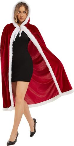 UDYR Adult Child Christmas Santa Claus Robe Hooded Cloak, Mrs Santa Claus Velvet Hooded Cape Christmas Robe in Saudi Arabia