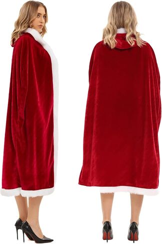 UDYR Adult Child Christmas Santa Claus Robe Hooded Cloak, Mrs Santa Claus Velvet Hooded Cape Christmas Robe in Saudi Arabia