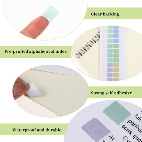 Giantree A-Z Sticky Tabs, Colored Alphabetical Tabs Sticky Index Tabs Waterproof Self-Adhesive Letter Tabs 8 Sheets Alphabetical Index Tab Small Book Tabs for Textbook Notebooks Dictionary Files(208) in Saudi Arabia