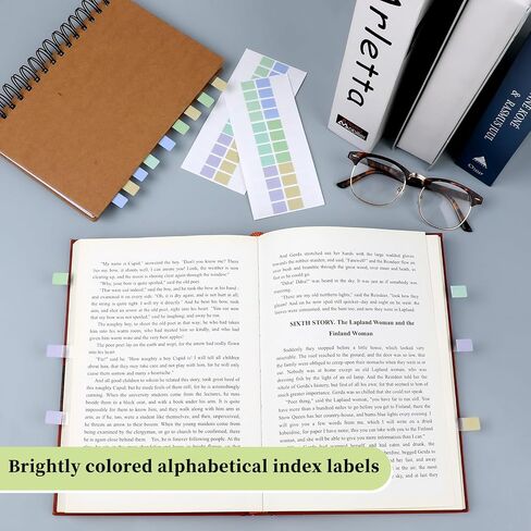 Giantree A-Z Sticky Tabs, Colored Alphabetical Tabs Sticky Index Tabs Waterproof Self-Adhesive Letter Tabs 8 Sheets Alphabetical Index Tab Small Book Tabs for Textbook Notebooks Dictionary Files(208) in Saudi Arabia
