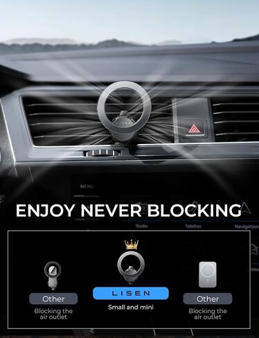 LISEN for MagSafe Car Mount, Magnetic Phone Holder for Car, Hands Free iPhone Car Holder Mount Dash Vent Phone Mount for Car Fit for iPhone 15 14 13 12 Pro Max Plus Mini MagSafe Cases in Kuwait