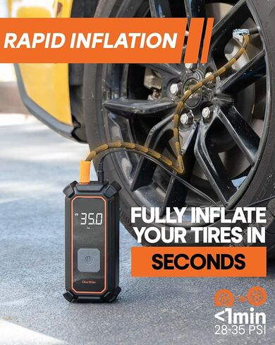 OlarHike 12V DC Corded Electric Tire Inflator Portable Air Compressor, Auto Air Pump for Car Tires, Tire Inflator with Digital Pressure Gauge, Smart Pump with LED Light in Kuwait