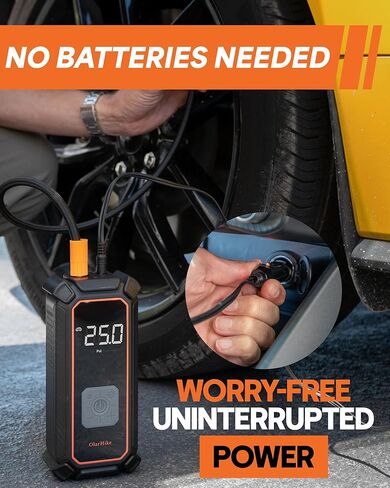 OlarHike 12V DC Corded Electric Tire Inflator Portable Air Compressor, Auto Air Pump for Car Tires, Tire Inflator with Digital Pressure Gauge, Smart Pump with LED Light in Kuwait