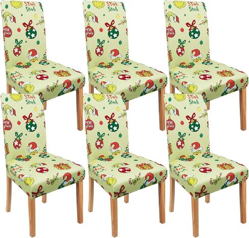Green Christmas Chair Covers Set of 4, Winter Xmas Chair Protectors, Elastic Removable Washable Dining Chair Covers for Winter Christmas Kitchen Dining Room Holiday Decor in Saudi Arabia