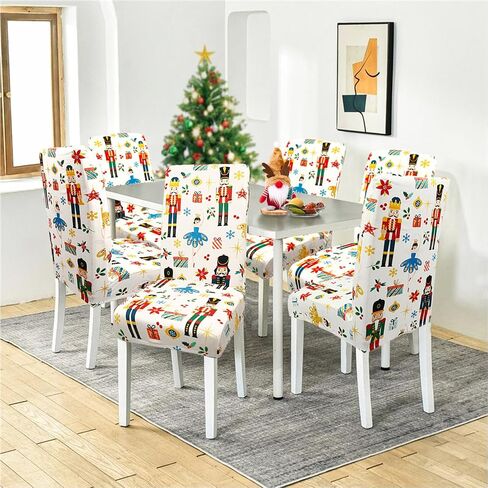 Green Christmas Chair Covers Set of 4, Winter Xmas Chair Protectors, Elastic Removable Washable Dining Chair Covers for Winter Christmas Kitchen Dining Room Holiday Decor in Saudi Arabia