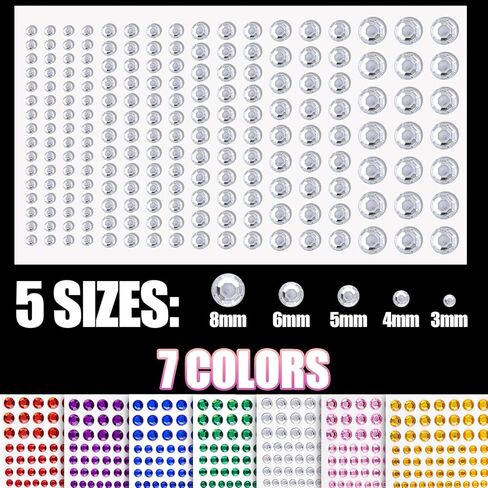 ملصقات حجر الراين 3/4/5 مم متعددة الأشكال بألوان قوس قزح وأحجار كريمة لاصقة كريستالية ذاتية اللصق، مع غراء مكياج للعيون والوجه والشعر والأظافر والحرف اليدوية والديكورات in Kuwait