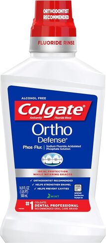 Colgate Ortho Defense Phos Flur Anti Cavity Fluoride Rinse, Mint, 16.9 Ounce in Kuwait