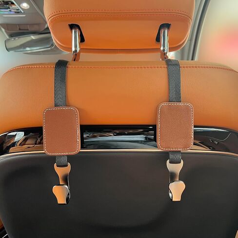 Universal Car Seat Headrest Hook, 2 Pack Premium Adjustable Car Seat Hooks Organizer for Handbag Clothes Grocery Bags and More (Black) in Saudi Arabia