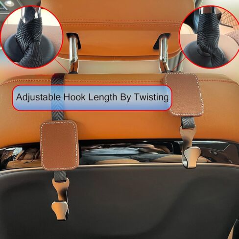 Universal Car Seat Headrest Hook, 2 Pack Premium Adjustable Car Seat Hooks Organizer for Handbag Clothes Grocery Bags and More (Black) in Saudi Arabia