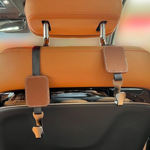 Universal Car Seat Headrest Hook, 2 Pack Premium Adjustable Car Seat Hooks Organizer for Handbag Clothes Grocery Bags and More (Black) in Saudi Arabia