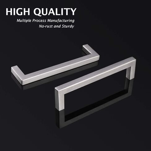 10 قطع من مقابض الخزانات المربعة من Knobonly بلمسة نهائية من النيكل الساتان مقاس 5 بوصات من الفتحة إلى الفتحة في خزائن المطبخ ومقابض الأجهزة المصنوعة من الفولاذ المقاوم للصدأ بعرض 0.4 بوصة in Kuwait