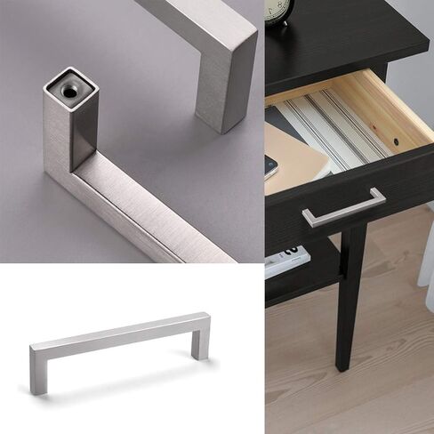 10 قطع من مقابض الخزانات المربعة من Knobonly بلمسة نهائية من النيكل الساتان مقاس 5 بوصات من الفتحة إلى الفتحة في خزائن المطبخ ومقابض الأجهزة المصنوعة من الفولاذ المقاوم للصدأ بعرض 0.4 بوصة in Kuwait