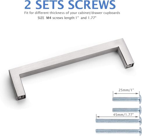 10 قطع من مقابض الخزانات المربعة من Knobonly بلمسة نهائية من النيكل الساتان مقاس 5 بوصات من الفتحة إلى الفتحة في خزائن المطبخ ومقابض الأجهزة المصنوعة من الفولاذ المقاوم للصدأ بعرض 0.4 بوصة in Kuwait