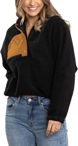 Ladmous Women's ColorBlock Fleece Jackets With Pockets Pullover in Saudi Arabia