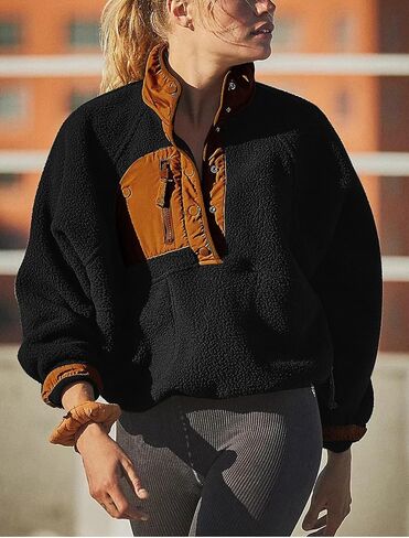 Ladmous Women's ColorBlock Fleece Jackets With Pockets Pullover in Saudi Arabia
